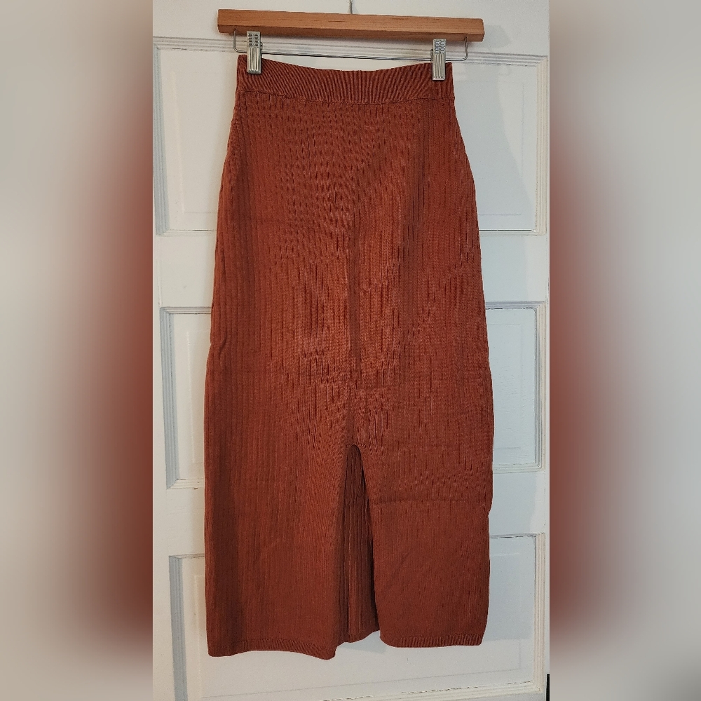 Free People Knit Midi Skirt With Slit NWT